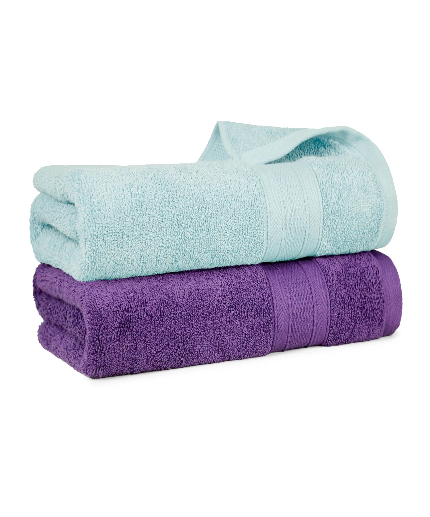 Soft Comfort 2 Pc Bath Towel, Nile Blue & Plum| 509 GSM Cotton Super Absorbent
