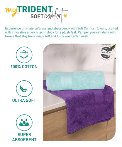 Soft Comfort 2 Pc Bath Towel, Nile Blue & Plum| 509 GSM Cotton Super Absorbent