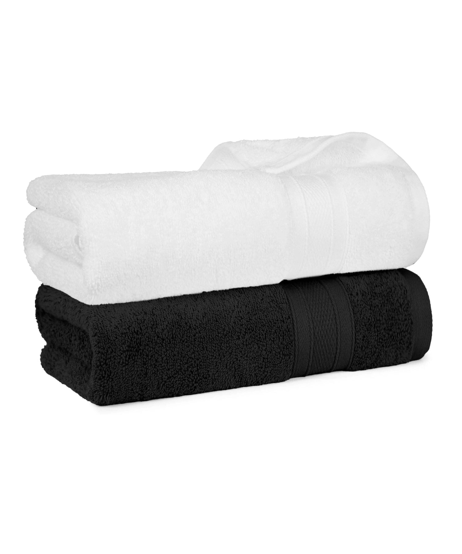 Soft Comfort 2 Pc Bath Towel, Black & White| 509 GSM Cotton Super Absorbent