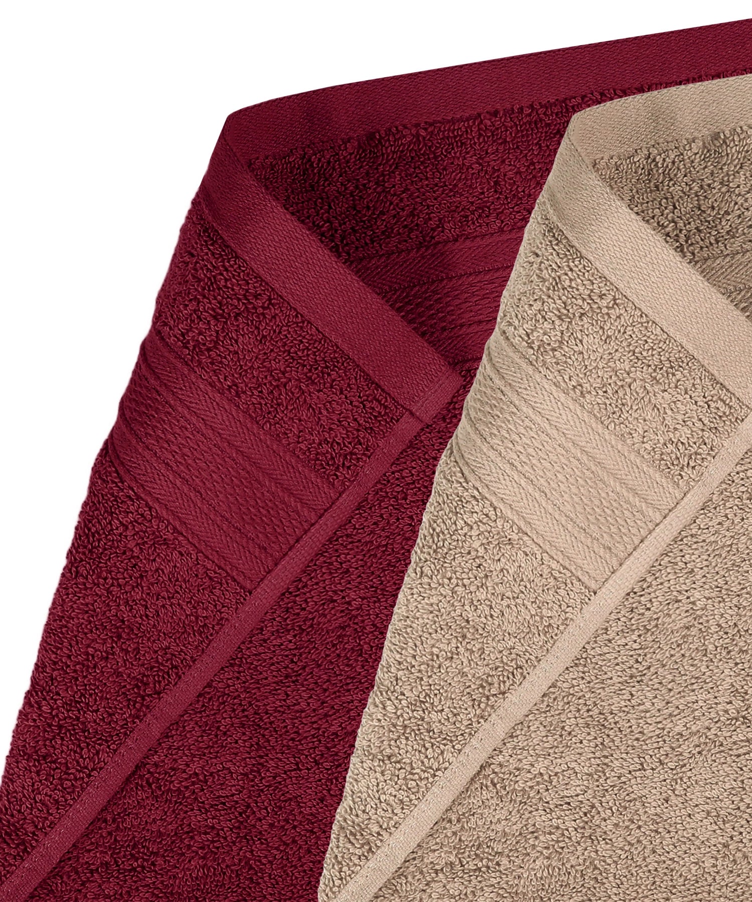 Soft Comfort 4 Pc Hand Towel, Acorn & Wine Red| 509 GSM Cotton Super Absorbent