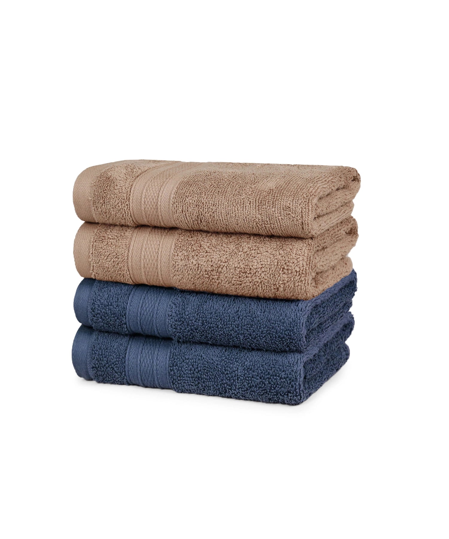 Soft Comfort 4 Pc Hand Towel, Acorn & Navy| 509 GSM Cotton Super Absorbent