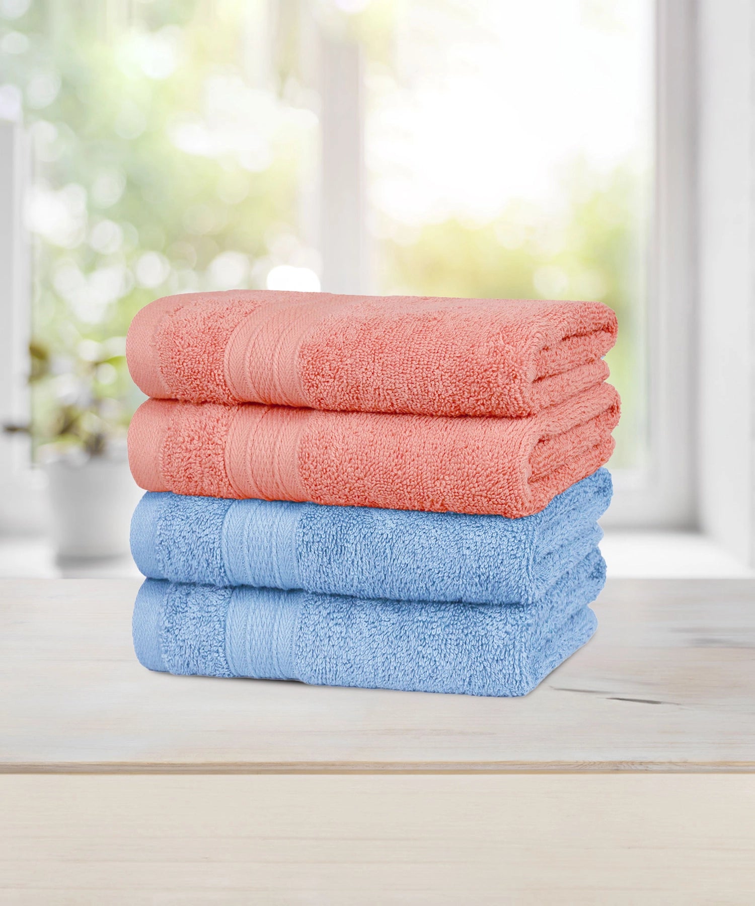 Soft Comfort 4 Pc Hand Towel, Allure & Coral Haze| 509 GSM Cotton Super Absorbent
