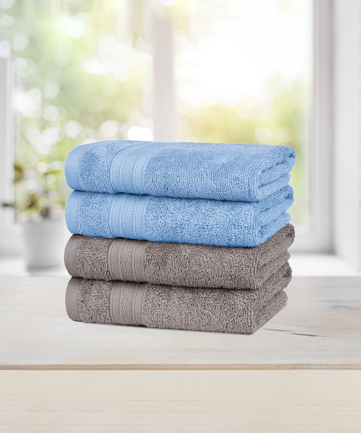 Soft Comfort 4 Pc Hand Towel, Charcoal & Allure| 509 GSM Cotton Super Absorbent