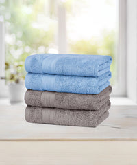 Soft Comfort 4 Pc Hand Towel, Charcoal & Allure| 509 GSM Cotton|Air Rich Technology
