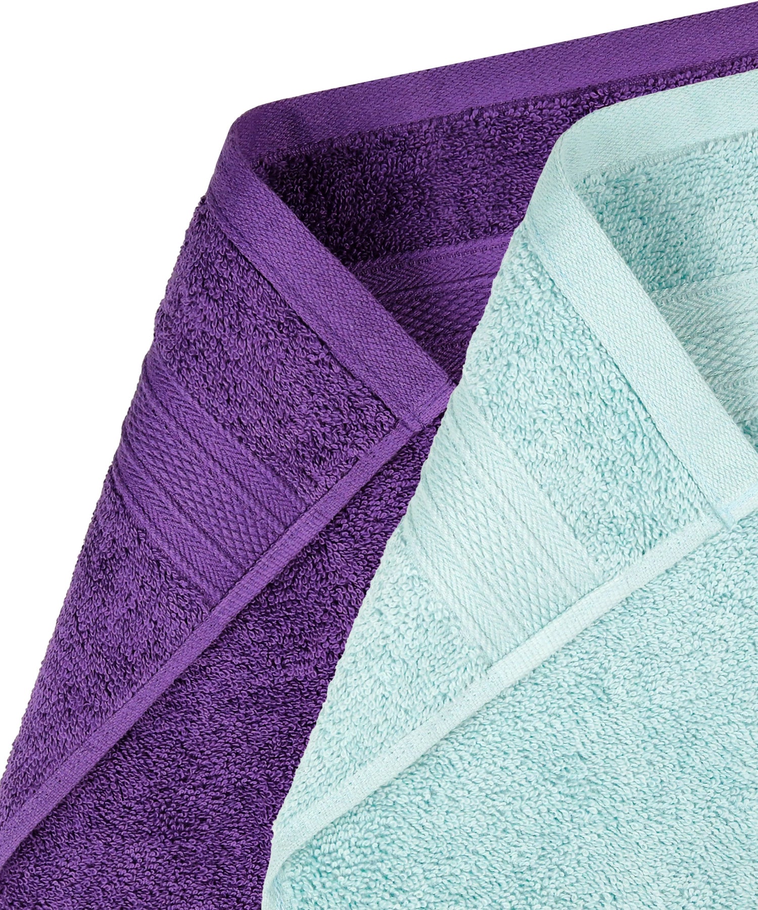 Soft Comfort 4 Pc Hand Towel, Nile Blue & Plum| 509 GSM Cotton Super Absorbent