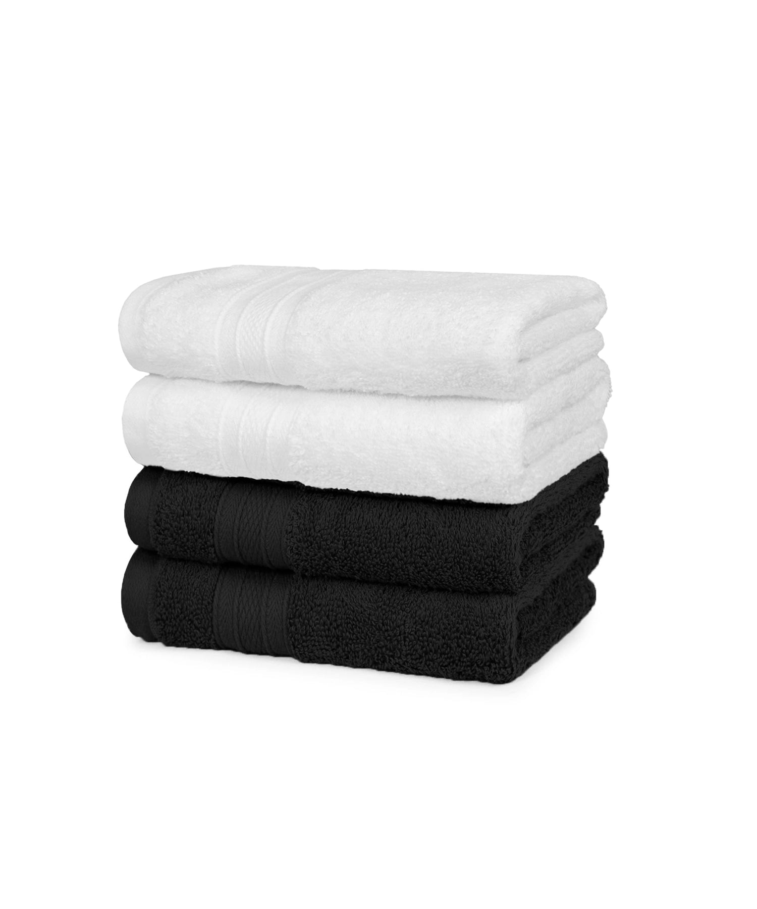 Soft Comfort 4 Pc Hand Towel, Black & White| 509 GSM Cotton Super Absorbent