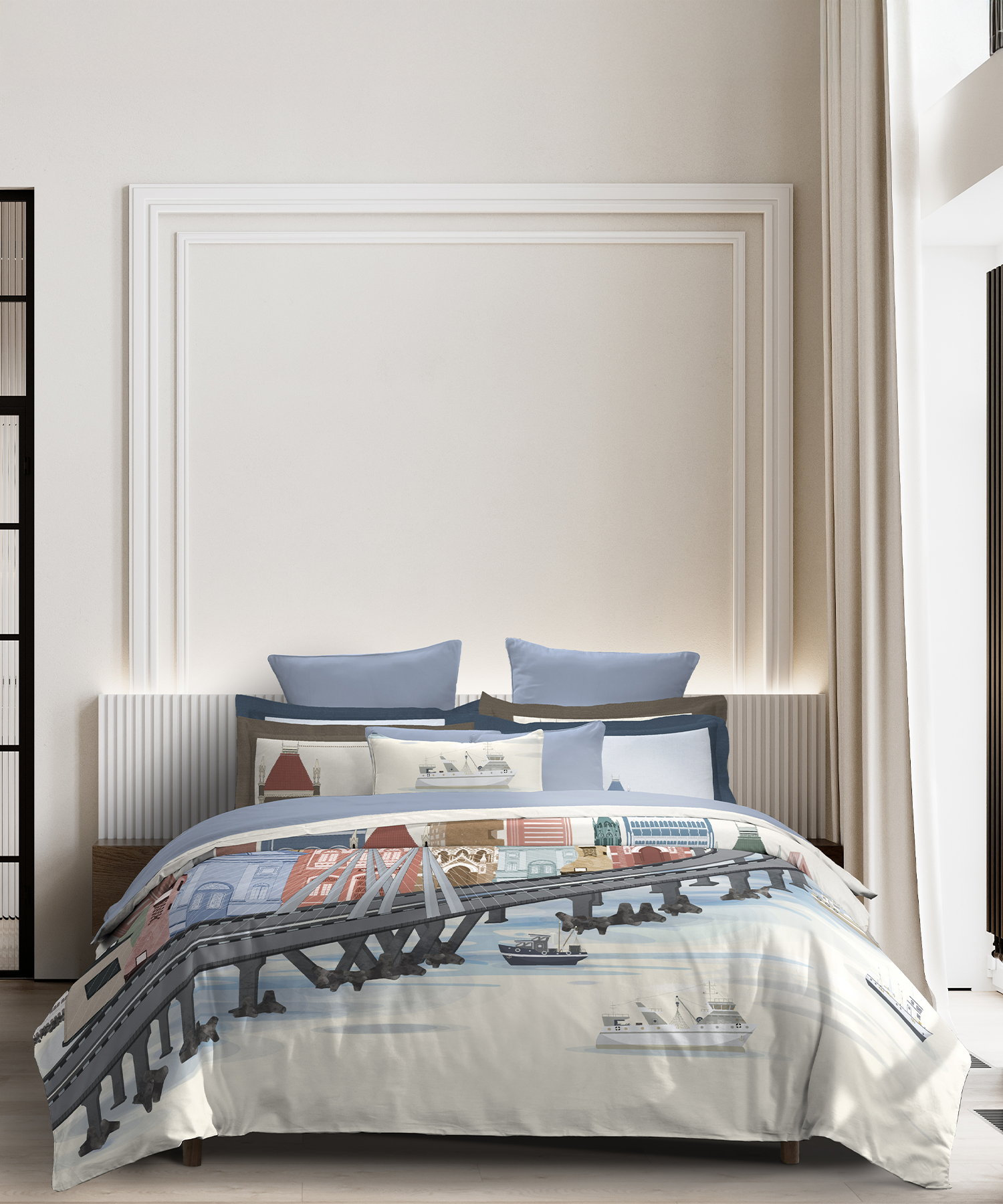 Classic Safarnama King Bedsheet Gift Box| City Rush | 210 TC Cotton| 2 Pillow Covers