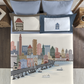 Classic Safarnama King Bedsheet Gift Box| City Rush | 210 TC Cotton| 2 Pillow Covers