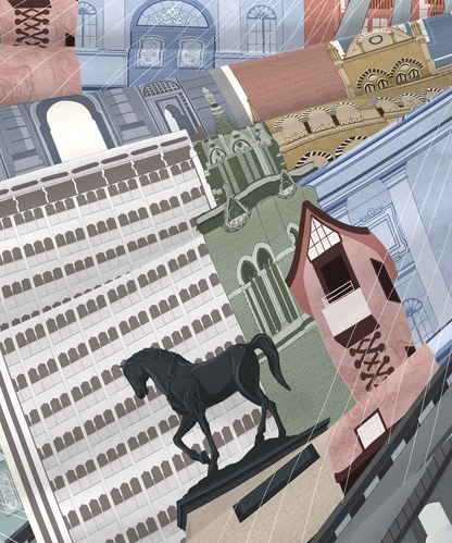 Classic Safarnama King Bedsheet Gift Box| City Rush | 210 TC Cotton| 2 Pillow Covers