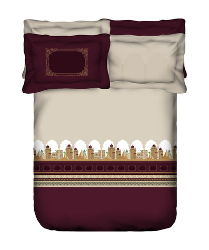 Classic Safarnama King Bedsheet Gift Box| The Golden Chariot| 210 TC Cotton| 2 Pillow Covers