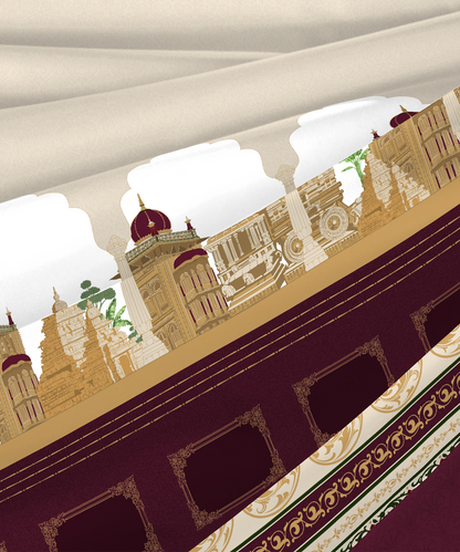 Classic Safarnama King Bedsheet Gift Box| The Golden Chariot| 210 TC Cotton| 2 Pillow Covers