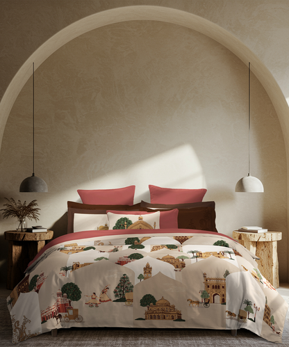 Classic Safarnama King Bedsheet Gift Box| Awadhi Ride | 210 TC Cotton| 2 Pillow Covers