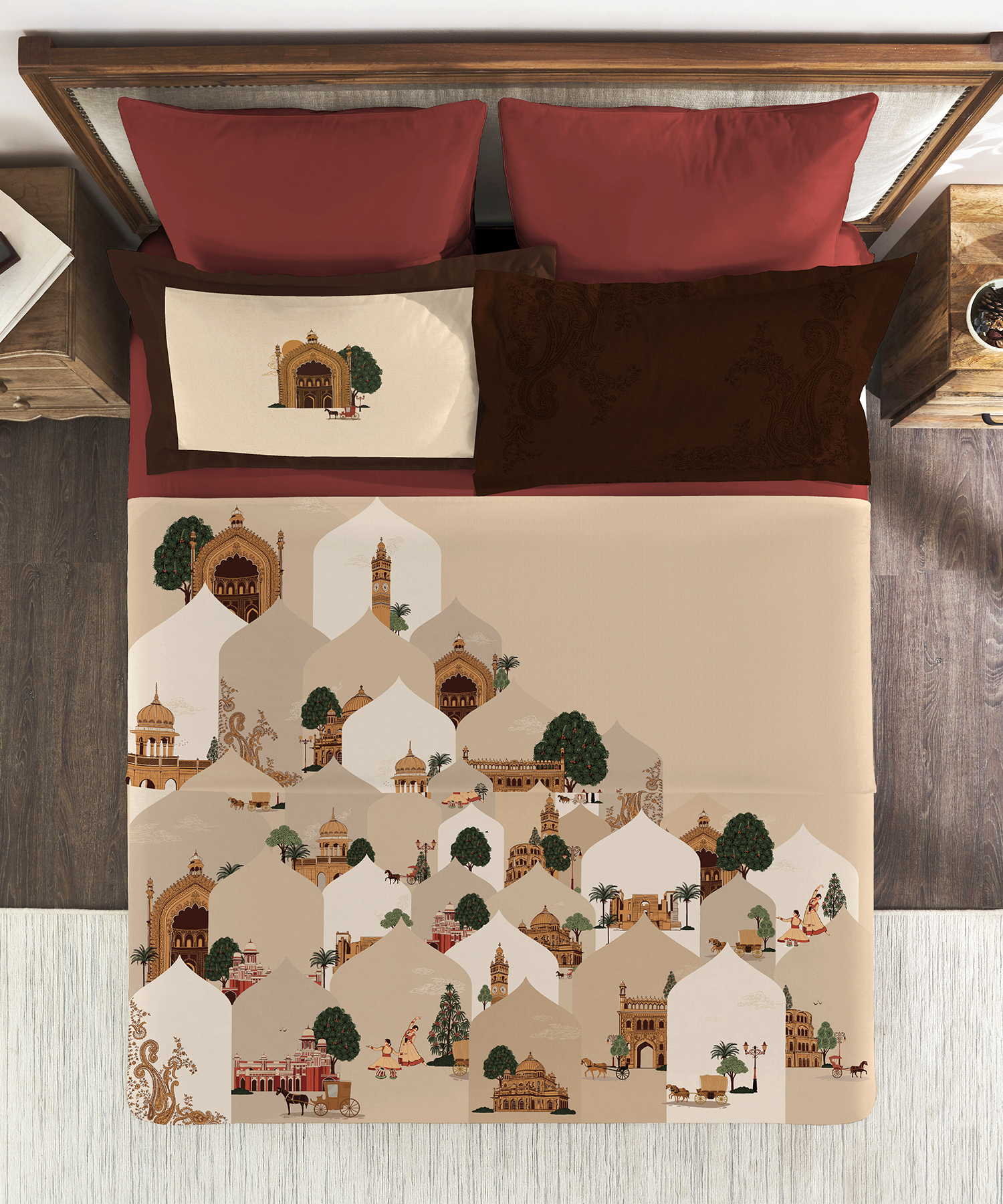 Classic Safarnama King Bedsheet Gift Box| Awadhi Ride | 210 TC Cotton| 2 Pillow Covers