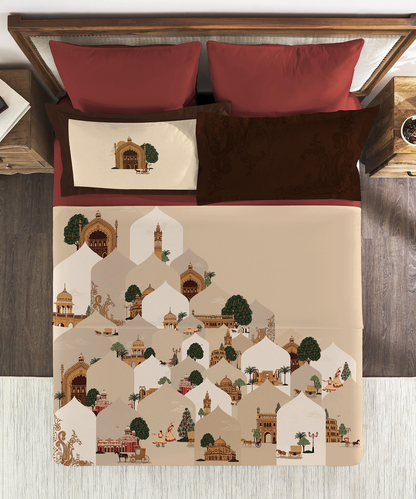 Classic Safarnama King Bedsheet Gift Box| Awadhi Ride | 210 TC Cotton| 2 Pillow Covers