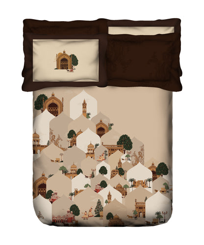 Classic Safarnama King Bedsheet Gift Box| Awadhi Ride | 210 TC Cotton| 2 Pillow Covers