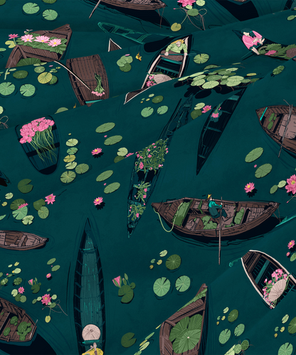 Classic Safarnama King Bedsheet Gift Box| Lakeside Drift | 210 TC Cotton| 2 Pillow Covers