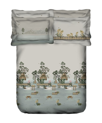 Classic Safarnama King Bedsheet Gift Box| Skybound Tracks | 210 TC Cotton| 2 Pillow Covers