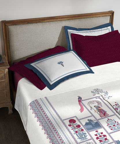 Classic Safarnama King Bedsheet Gift Box| The Caravans | 210 TC Cotton| 2 Pillow Covers