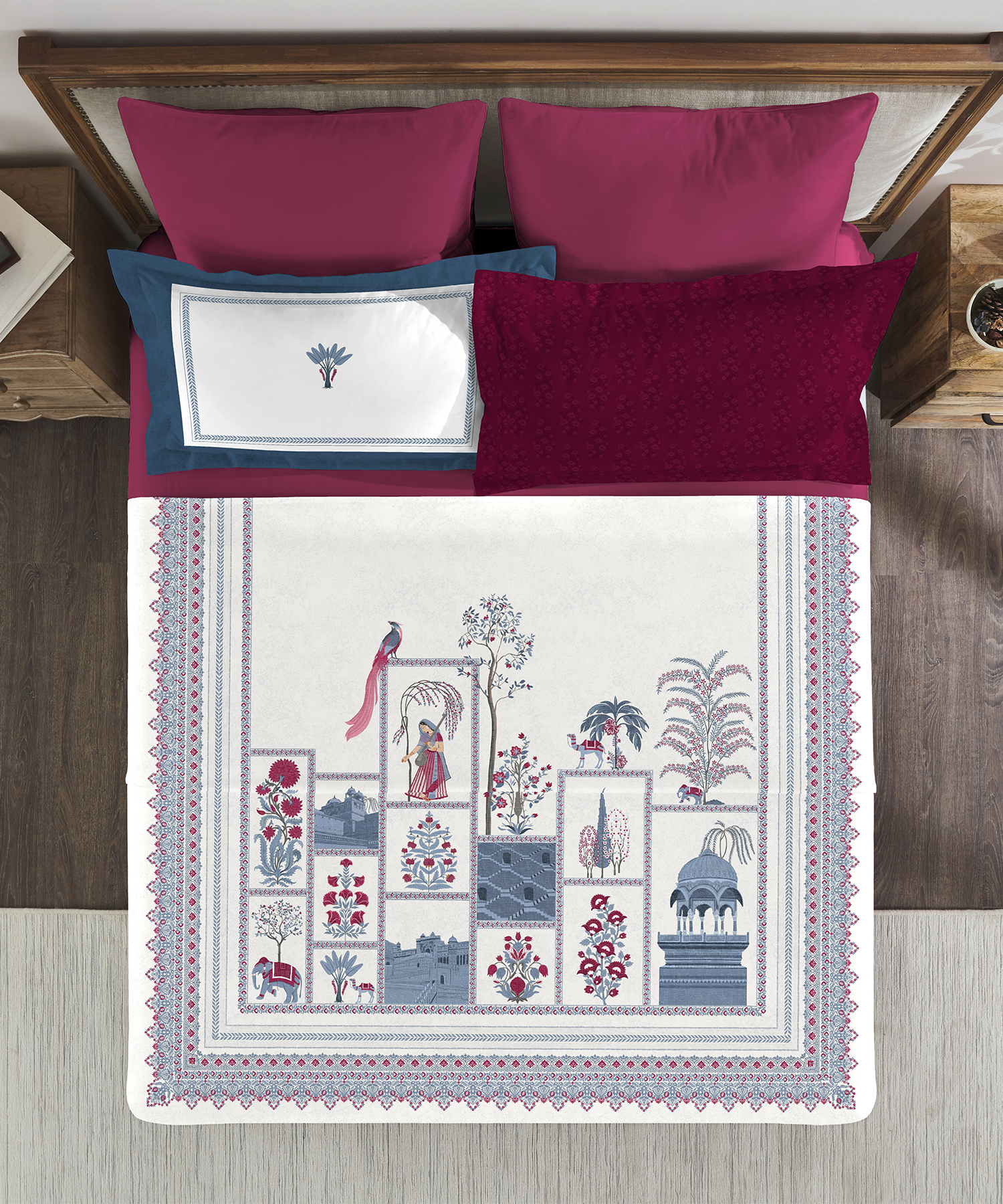 Classic Safarnama King Bedsheet Gift Box| The Caravans | 210 TC Cotton| 2 Pillow Covers