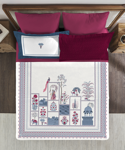 Classic Safarnama King Bedsheet Gift Box| The Caravans | 210 TC Cotton| 2 Pillow Covers