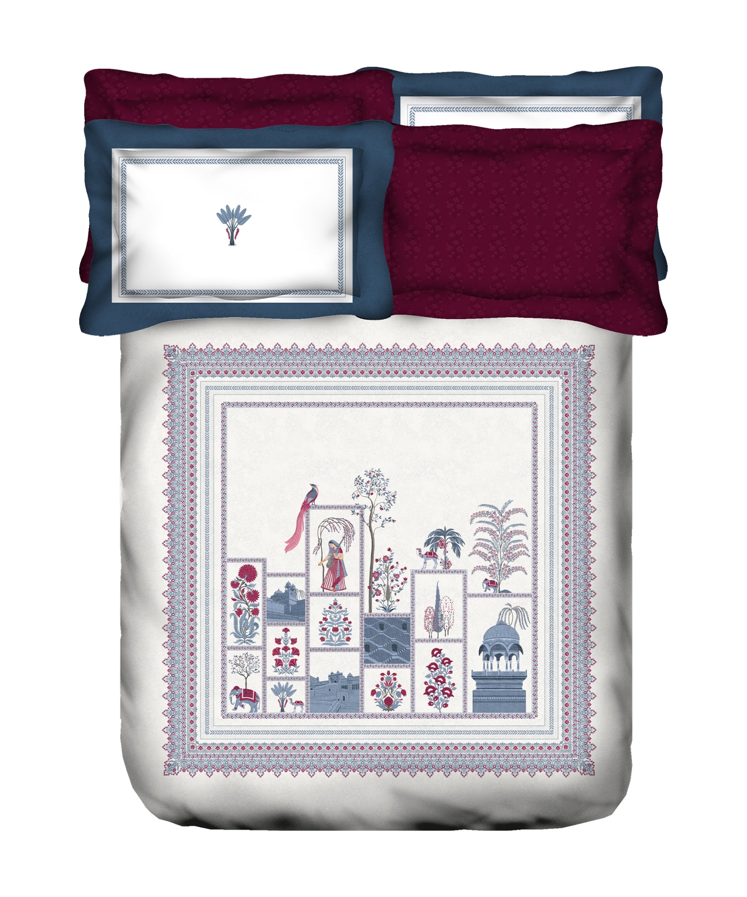 Classic Safarnama King Bedsheet Gift Box| The Caravans | 210 TC Cotton| 2 Pillow Covers