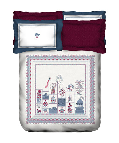 Classic Safarnama King Bedsheet Gift Box| The Caravans | 210 TC Cotton| 2 Pillow Covers