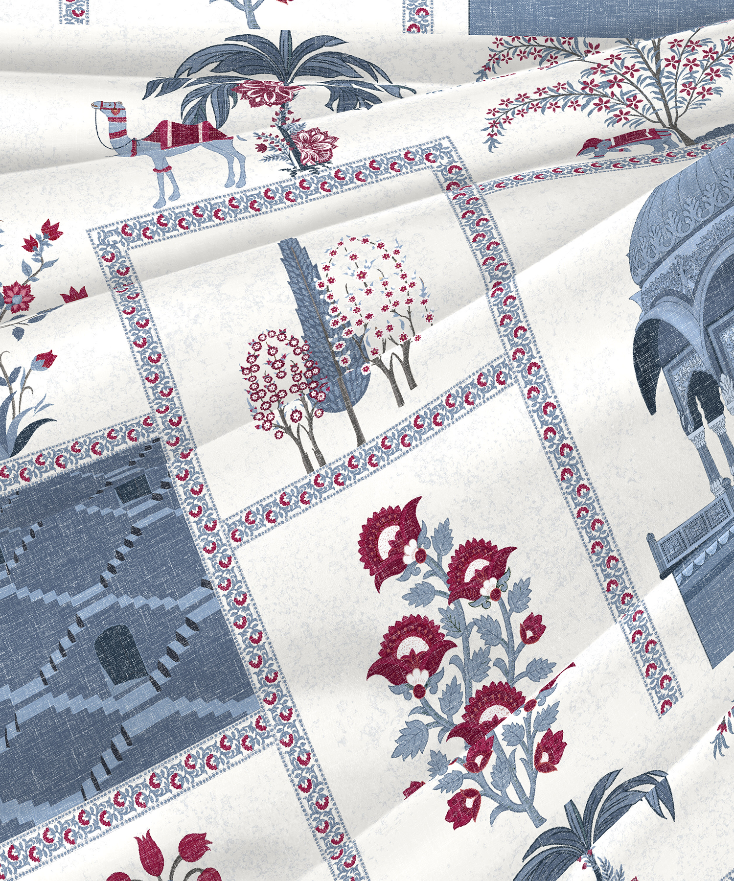 Classic Safarnama King Bedsheet Gift Box| The Caravans | 210 TC Cotton| 2 Pillow Covers