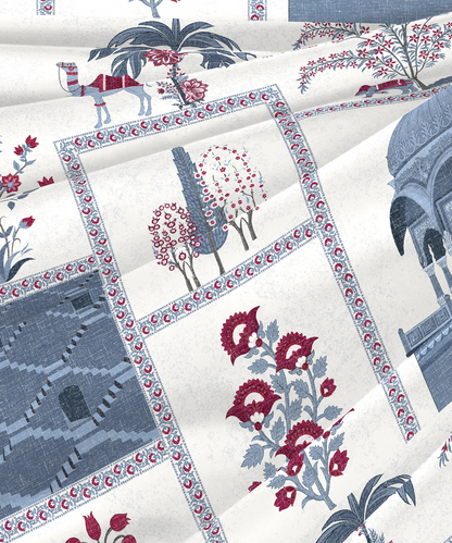 Classic Safarnama King Bedsheet Gift Box| The Caravans | 210 TC Cotton| 2 Pillow Covers