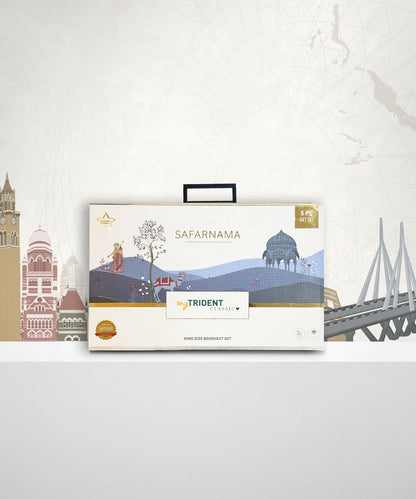 Classic Safarnama King Bedsheet Gift Box| The Caravans | 210 TC Cotton| 2 Pillow Covers