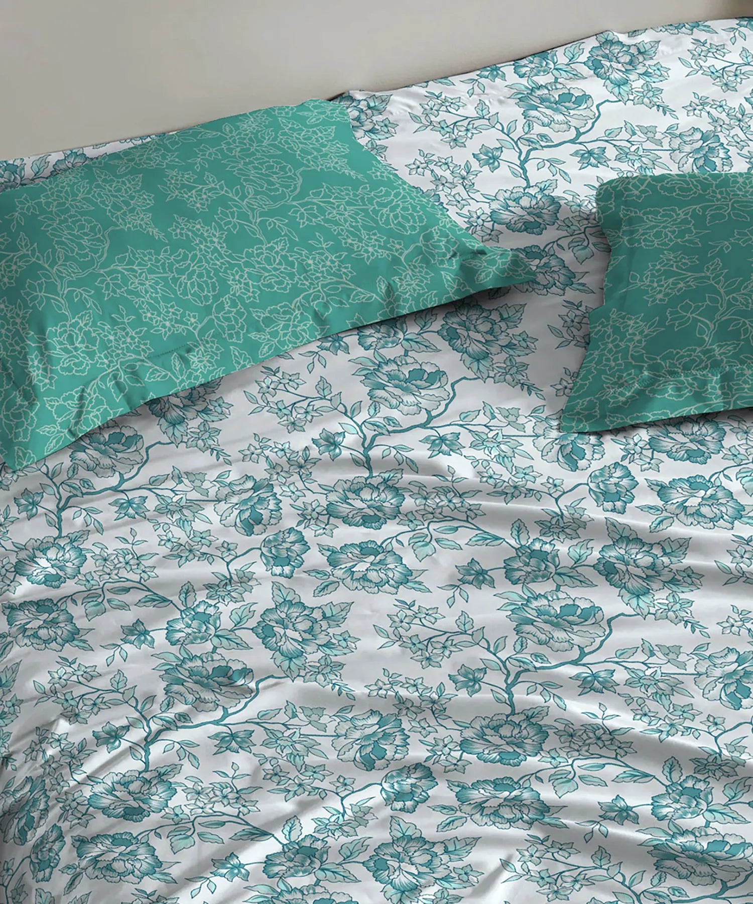 Urban Comfort Queen Bedsheet Set, Juliet Blue |144 TC Cotton| 2 Pillow Covers