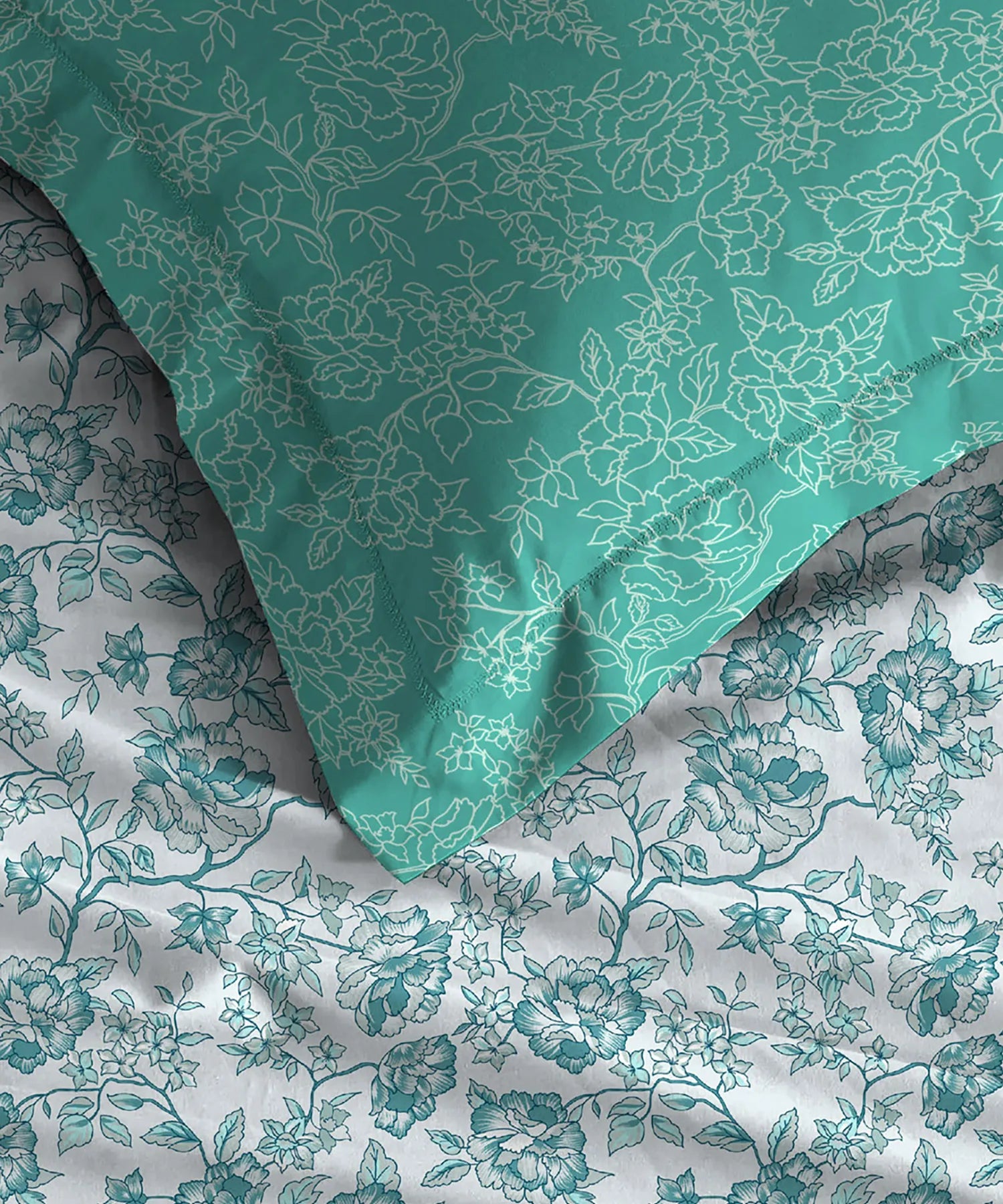 Urban Comfort Queen Bedsheet Set, Juliet Blue |144 TC Cotton| 2 Pillow Covers