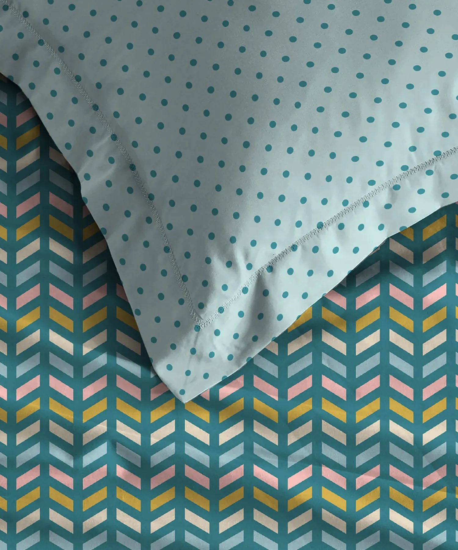 Urban Comfort Queen Bedsheet Set, Party Mood Teal |144 TC Cotton| 2 Pillow Covers