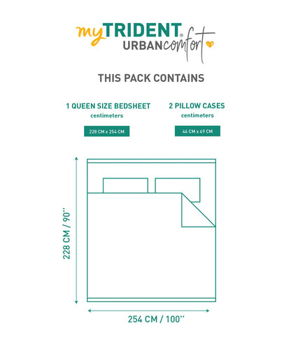 Urban Comfort Queen Bedsheet Set, Party Mood Teal |144 TC Cotton| 2 Pillow Covers