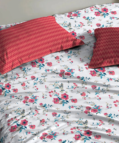 Urban Comfort Queen Bedsheet Set, Sunset Magenta |144 TC Cotton| 2 Pillow Covers