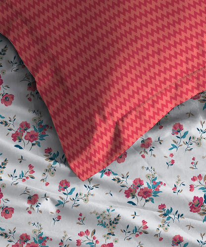 Urban Comfort Queen Bedsheet Set, Sunset Magenta |144 TC Cotton| 2 Pillow Covers