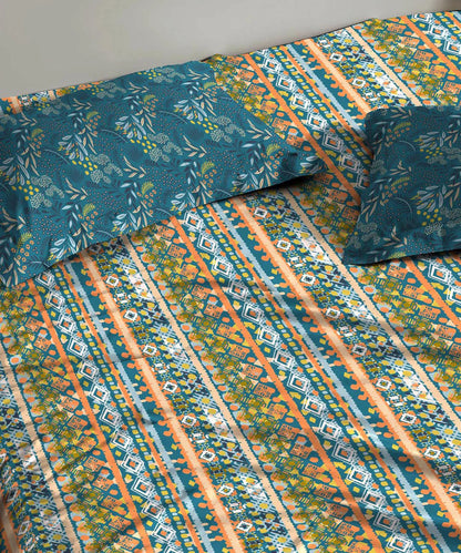 Urban Comfort Queen Bedsheet Set, Midnight Bloom |144 TC Cotton| 2 Pillow Covers