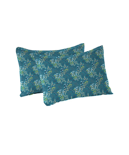 Urban Comfort Queen Bedsheet Set, Midnight Bloom |144 TC Cotton| 2 Pillow Covers