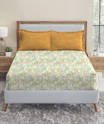 Urban Comfort Queen Bedsheet Set, Paisley Home |144 TC Cotton| 2 Pillow Covers