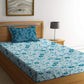 Urban Comfort Single Bedsheet Set, Desert Gardern Blue |144 TC Cotton| 1 Pillow Covers