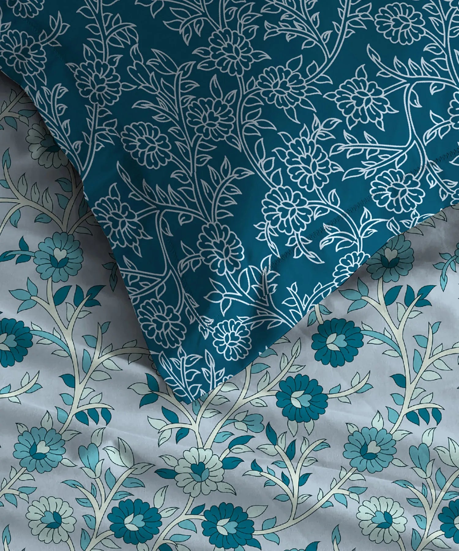 Urban Comfort Single Bedsheet Set, Desert Gardern Blue |144 TC Cotton| 1 Pillow Covers