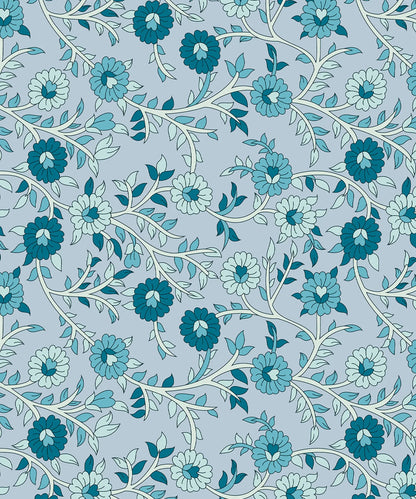 Urban Comfort Single Bedsheet Set, Desert Gardern Blue |144 TC Cotton| 1 Pillow Covers
