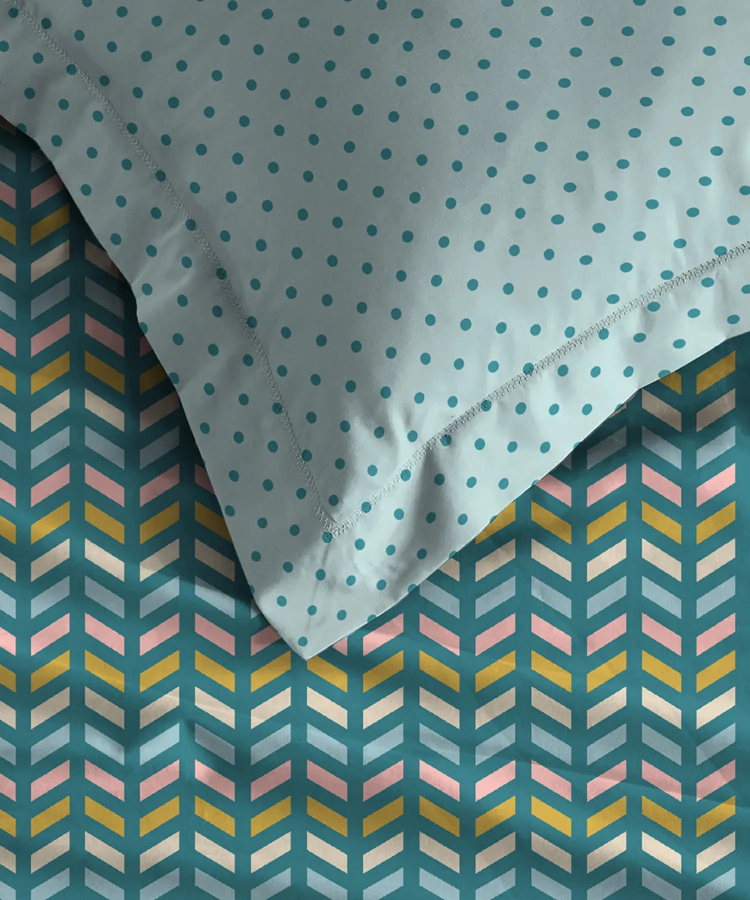 Urban Comfort Single Bedsheet Set, Party Mood Teal|144 TC Cotton| 1 Pillow Covers