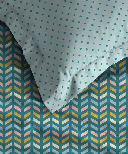 Urban Comfort Single Bedsheet Set, Party Mood Teal|144 TC Cotton| 1 Pillow Covers