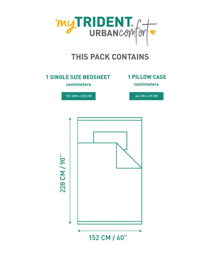 Urban Comfort Single Bedsheet Set, Party Mood Teal|144 TC Cotton| 1 Pillow Covers