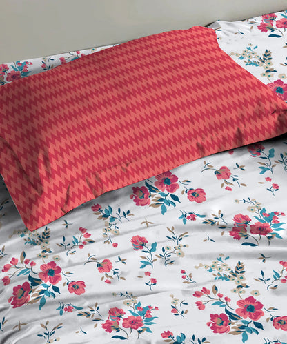 Urban Comfort Single Bedsheet Set, Sunset Magenta |144 TC Cotton| 1 Pillow Covers