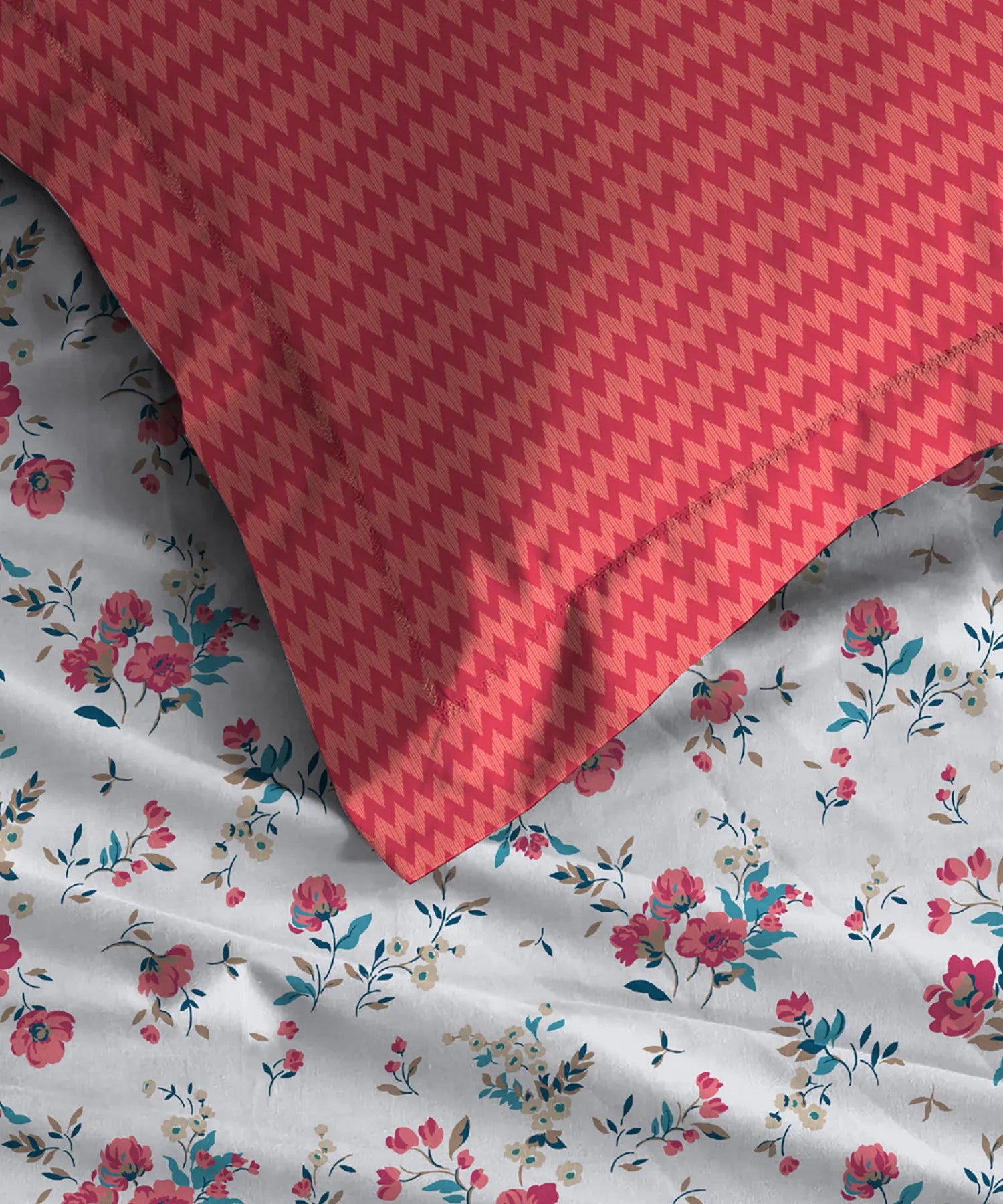 Urban Comfort Single Bedsheet Set, Sunset Magenta |144 TC Cotton| 1 Pillow Covers