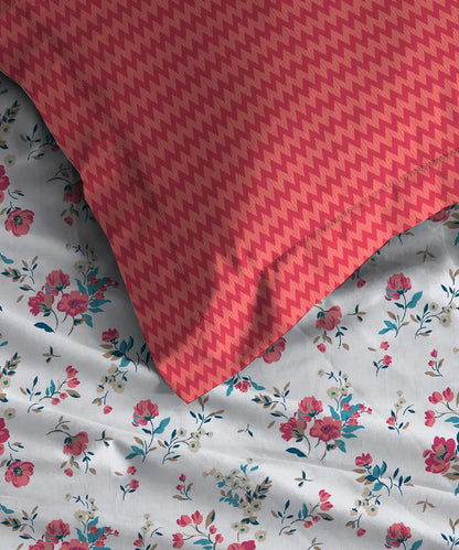 Urban Comfort Single Bedsheet Set, Sunset Magenta |144 TC Cotton| 1 Pillow Covers