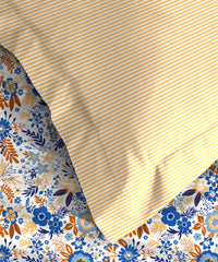 Urban Comfort Single Bedsheet Set, Gardenia Blooms Blue |144 TC Cotton| 1 Pillow Covers