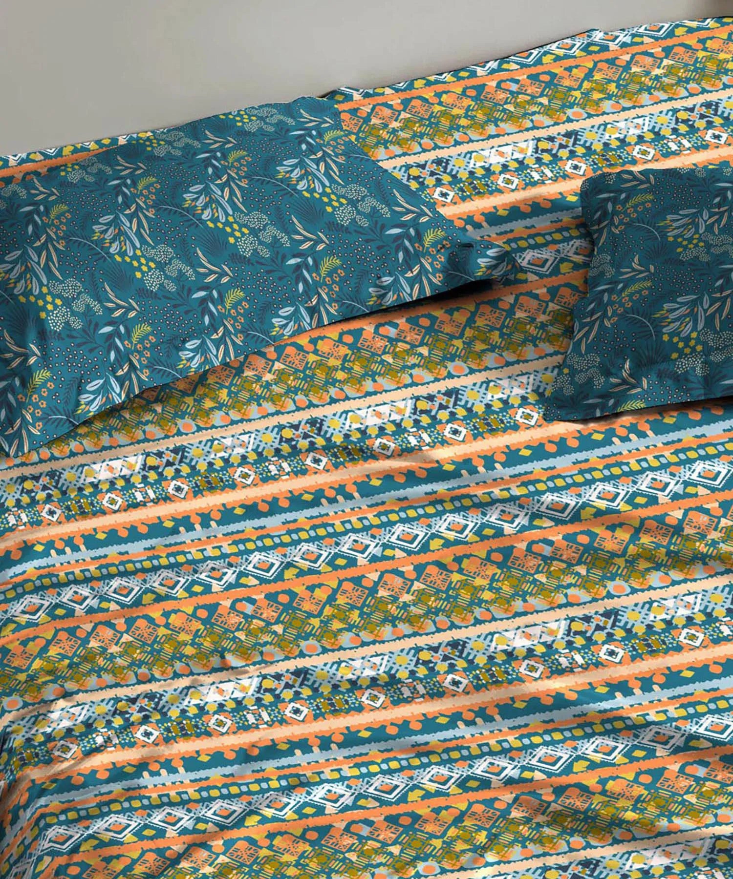 Urban Comfort Single Bedsheet Set, Midnight Bloom |144 TC Cotton| 1 Pillow Covers