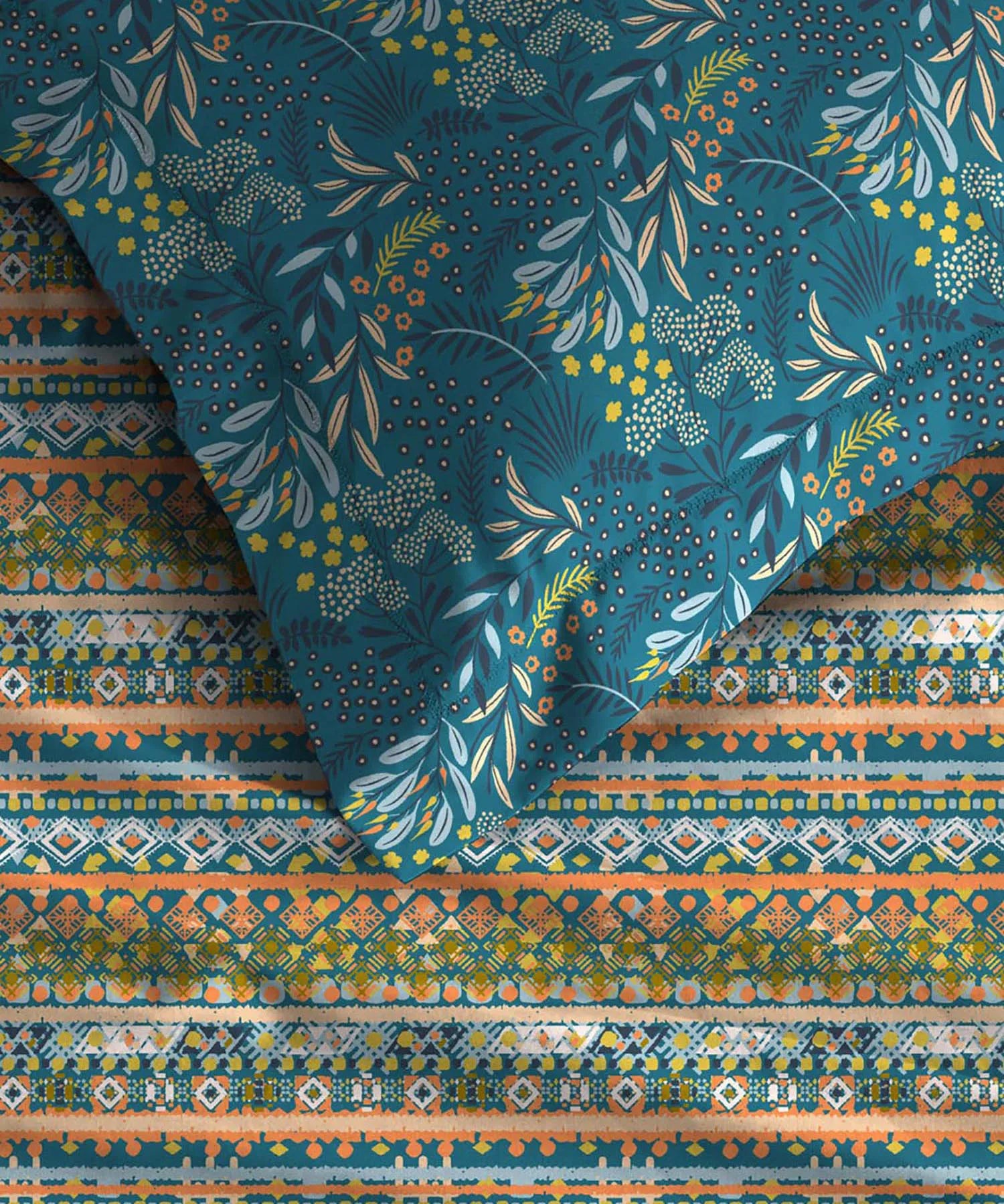 Urban Comfort Single Bedsheet Set, Midnight Bloom |144 TC Cotton| 1 Pillow Covers